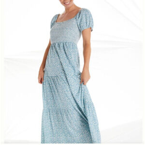 Anthropologie x Daily Practice‎ Short Sleeve Maxi Dress Blue Size Small Comfort